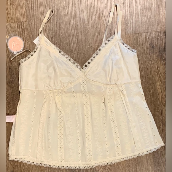 NWT, Rebecca Taylor Lace Cami w/ Bodice Outline & Ribbons in Sweet Cream, Sz 2 - Picture 5 of 9